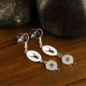 Spider and Web Dangle Earrings